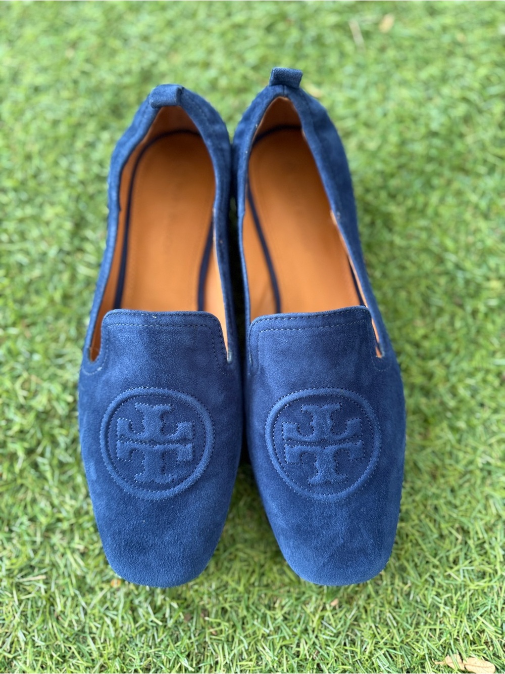 Tory Burch Leigh Elastic Sued Slip On Loafers Flats New Navy - women’s 9.5